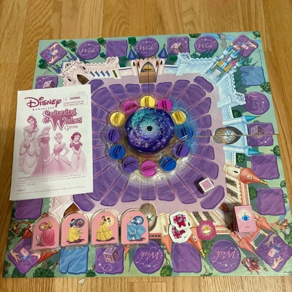 Disney Princess Spinning Wishes Game - Milton Bradley Vintage Belle Cinderella